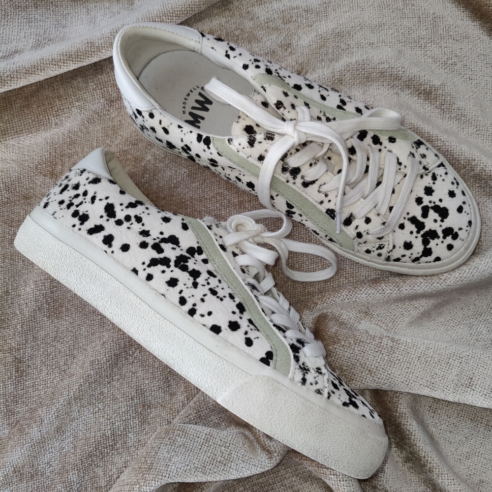 Madewell Sidewalk Low-Top Sneakers in Spatter-Painted Calf Hair, Size 7.5